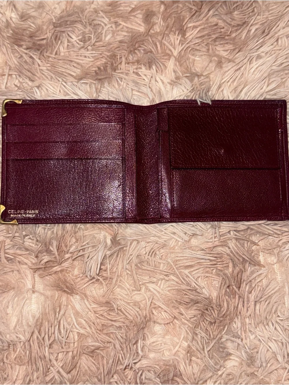 Vintage Celine Paris Bordeaux Leather Horse Carriage Bifold Wallet